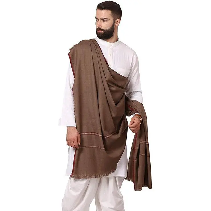Pashtush Men's Thick Shawl Gents Lohi Woven Kinauri Design Fine Wool XL Dark TaupePashtush Men's Thick Shawl Gents Lohi Woven Kinauri Design Fine Wool XL Dark Taupe