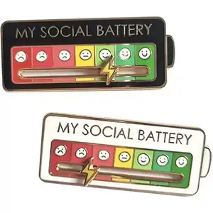 Creative Mood Energy Indicator Brooch Pins,2 Styles Funny Social Emotional Feelings Breatpin--Creative Mood Recording Tool