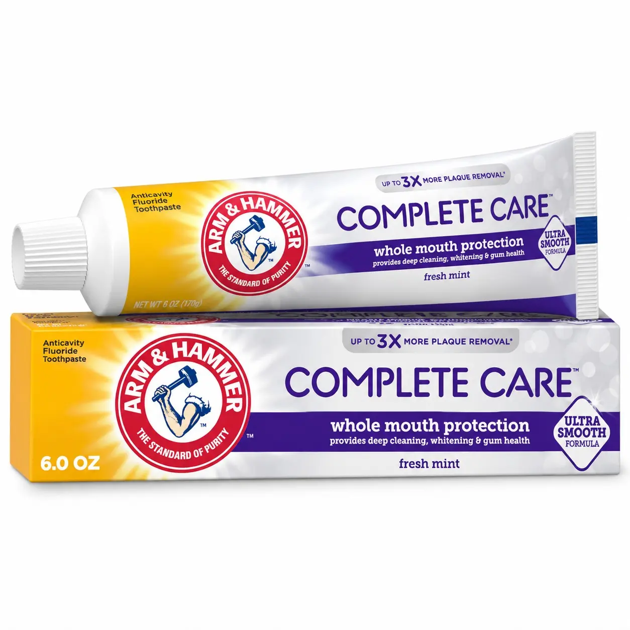 ARM & HAMMER Complete Care Toothpaste, Fresh Mint, Fluoride Toothpaste, Cavity Protection, Stain Removal & Fresh Breath, 6.0 oz Fabric Menswear