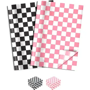 100 Sheets Checkered Tissue Paper for  Bags, Assorted Cute  Black White Gingham Tissue Paper Bulk for Packaging Wrapping Crafts Birthday Wedding, 2 Patterns, 19.3 x 13.5 in
