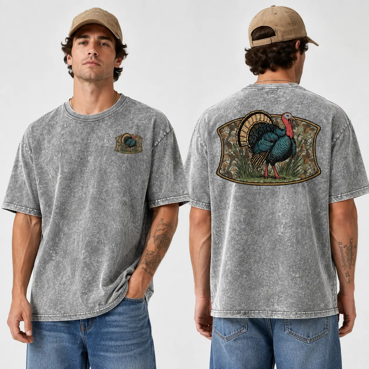 Vintage Turkey Hunting T-Shirt – Washed Oversized Graphic Tee, Outdoor Country Shirt, Casual Fall Streetwear Top, Thanksgiving Gift