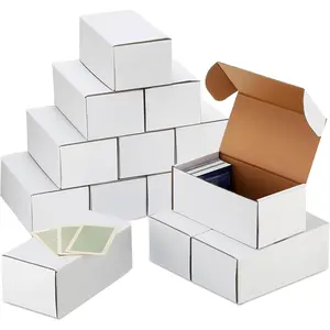 10 Pcs 400 Count Trading Card Storage Box Cardboard Baseball Card Storage Box Collectible Cases for Sports Gaming Cardboard Game Collecting Holder Supplies (White)