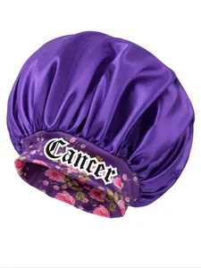 Women's Zodiac Flower Sleep Cap, Sleeping Bonnet, Casual Fitted Nightcap for All Seasons, Perfect Holiday Gift for Students, Ladies' Sleeping Hat Bonnets For Sleeping