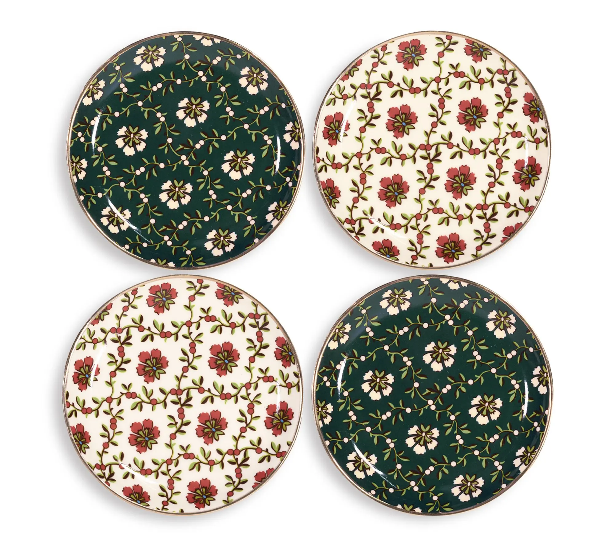 Vera Bradley Ceramic Coaster Set, Mistletoe Lattice Vera Bradley Ceramic Coaster Set, Mistletoe Lattice