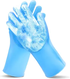 Pet Grooming Gloves for Dogs & Cats – Heat Resistant Silicone Bathing & Deshedding Gloves with High-Density Teeth, 5-Finger Design Dog Bath Scrubber, Massage Grooming Brush