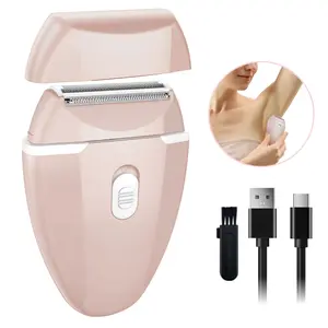 Portable Electric Razor for Women, USB Rechargeable Bikini Trimmer, Painless Hair Remover with Detachable Washable Blade, Wet & Dry Use for Armpit Legs Arms