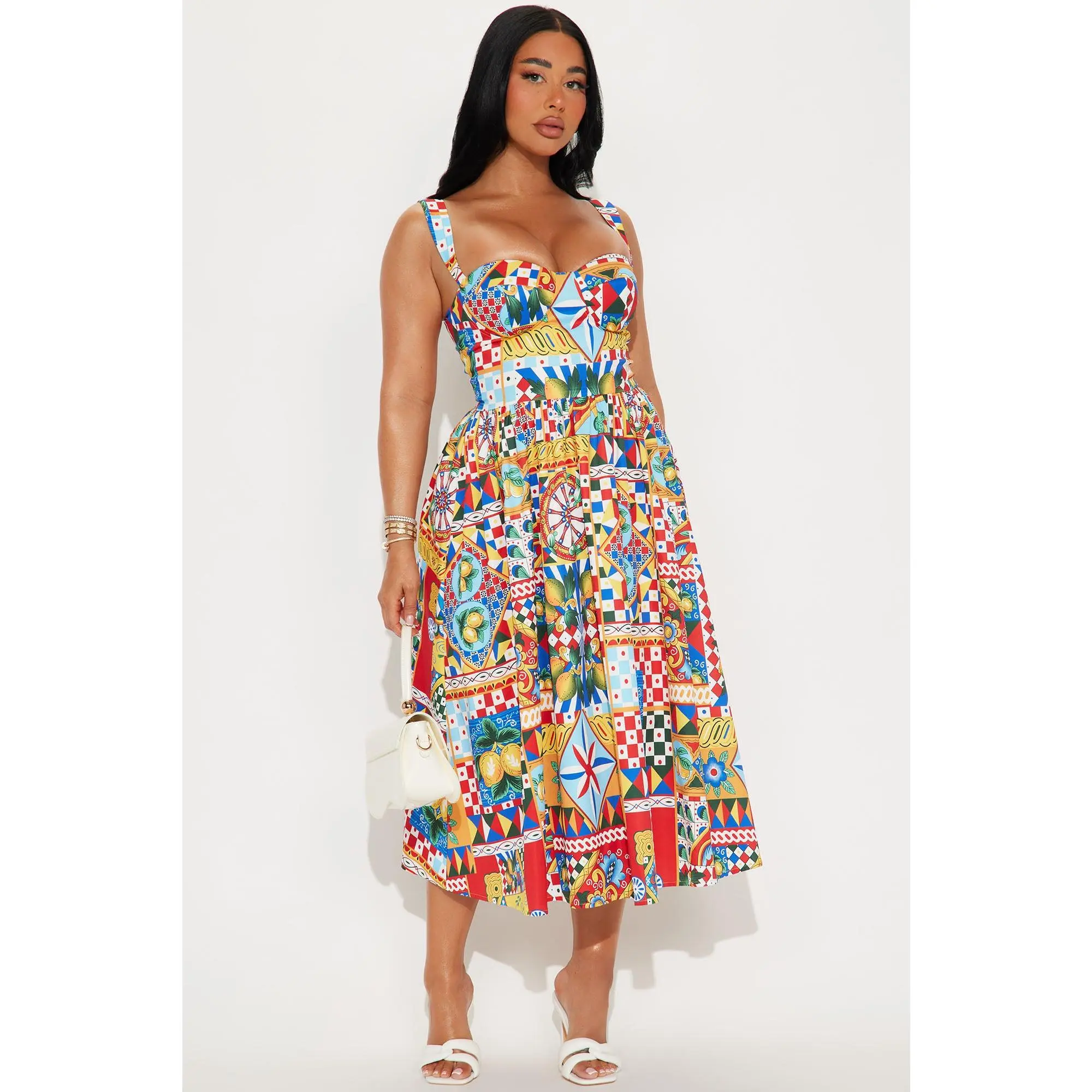 European Dream Poplin Midi Dress - Multi Color European Dream Poplin Midi Dress - Multi Color