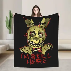 At Freddys Springtrap Blankets Fleece  Winter FNAF Game Breathable Warm Throw Blankets for Home Bedroom Bedspread