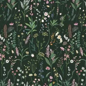 Floral Wallpaper Peel and Stick Farm Floral 118" x 17.32" Wildwood Wallpaper Dark Wallpaper Self Adhesive Wallpaper Coverage 60 sq.ft