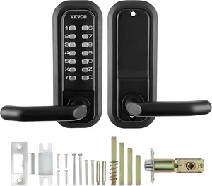 VEVOR Mechanical Keyless Entry Door Lock Set, 14-Digit Keypad, Embedded Outdoor Gate Lock with Handle, Waterproof Zinc Alloy, Easy Installation, for Garden, Garage