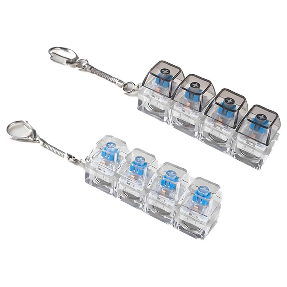 ADHD Keyboard Fidget Toy Keychain with LED Lights – Clicky Finger Keyboard for Focus & Stress Relief, Clear Mechanical Look, TikTok Popular Sensory Toy, Perfect Small Gift for Friends & Students