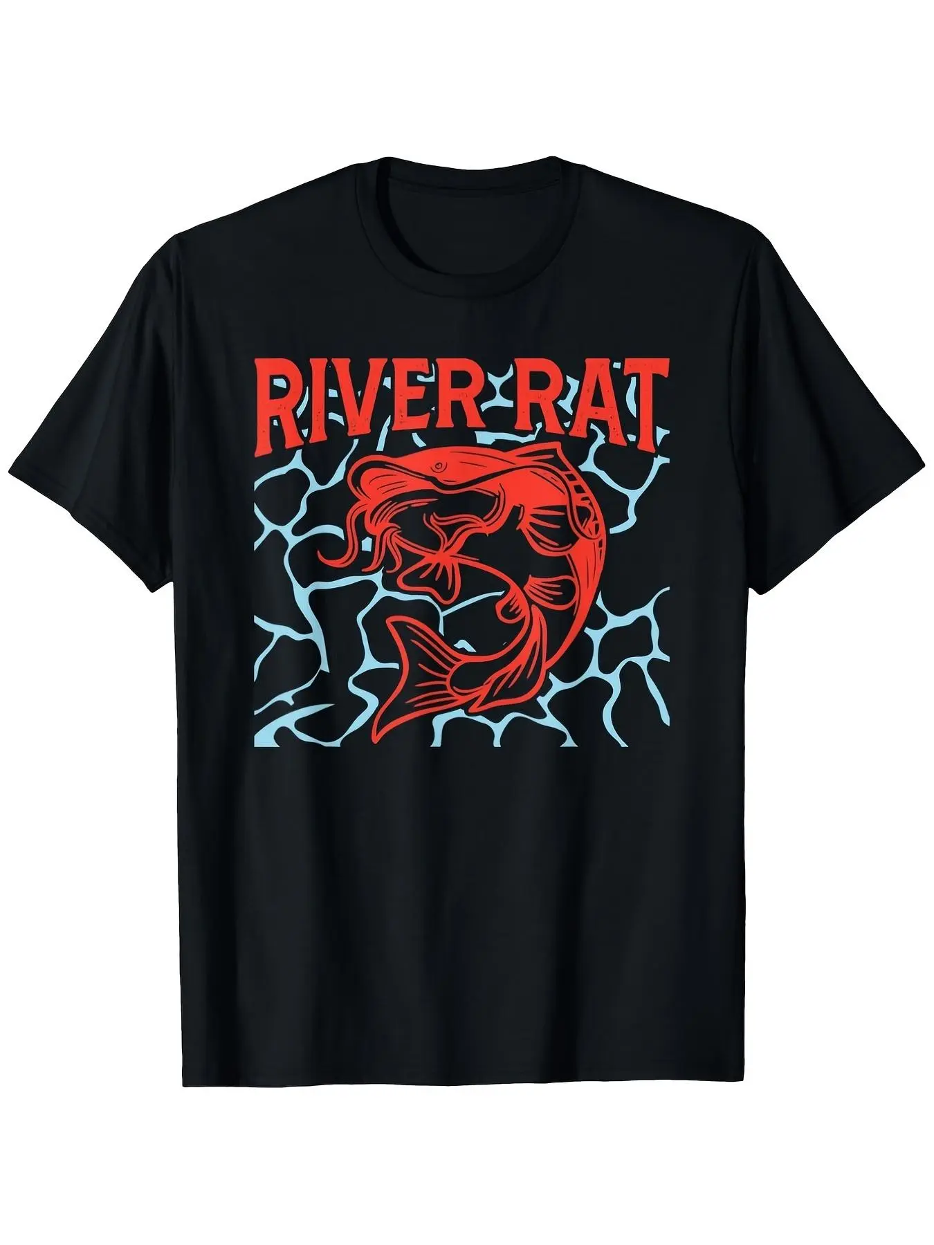 River Rat Catfish Fishing Graphic Vintage Men Women Fisherman Casual Short Sleeve Cotton T-Shirt