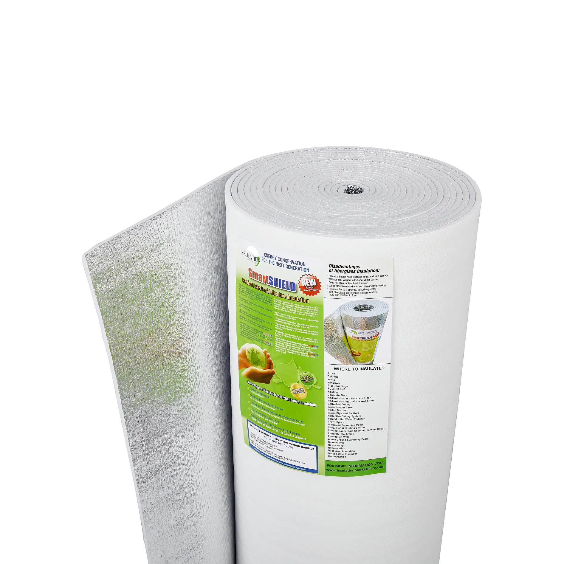 SmartSHIELD - 10mm R-20 Reflective Foam Core Insulation Roll - White / Foil