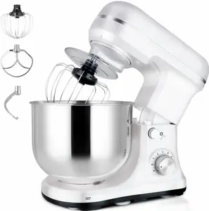 Stand Mixer 5-QT, 6+P Speed Tilt-  Mixer 300W Dough Mixer with Stainless Steel Bowl,Dough Hook,Flat Beater&Whisk Electric Kitchen Mixer for Household Baking, Anti-Slip( White)