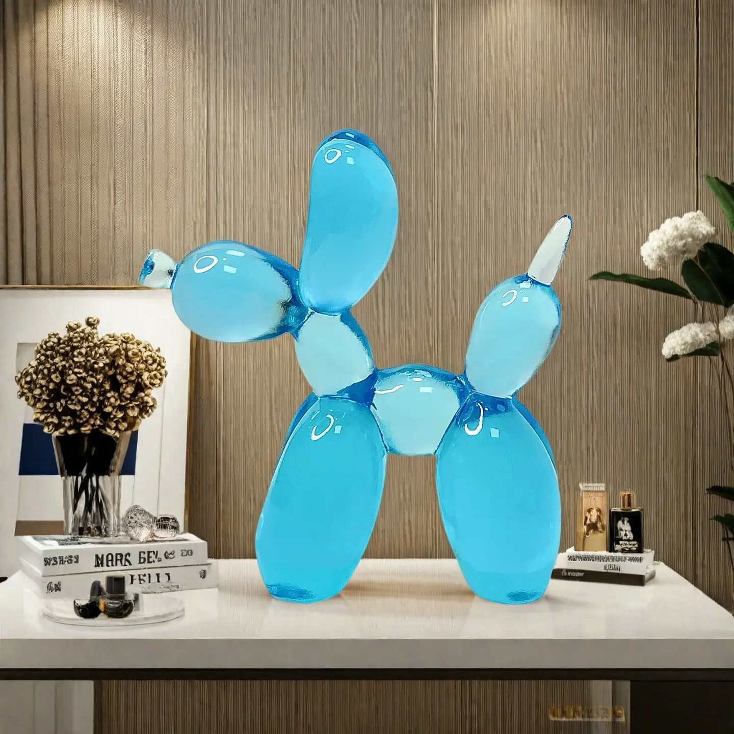 Transparent Blue Balloon Dog Statue, Decor Figurine, Cute Figurines, Ultra-Clear Resin Art Decor for Living Room, Bedroom, Bookshelf Display, Decorative Home Ornament, Home Decor Sculptures, Decorative Ornaments