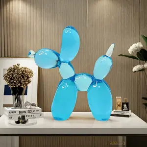 Transparent Blue Balloon Dog Statue, Decor Figurine, Ultra-Clear Resin Art Decor for Living Room, Bedroom, Bookshelf Display, Home Decoration