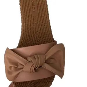 Moleca Sandals with Bow Detail - Tan Color and Textured Strap Design