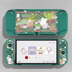 BY-F Protective Case for Switch OLED, Shock-Absorption Anti-Scratch Slim Cover with Bunny Garden Design - Compatible with Switch OLED & Joy-Con