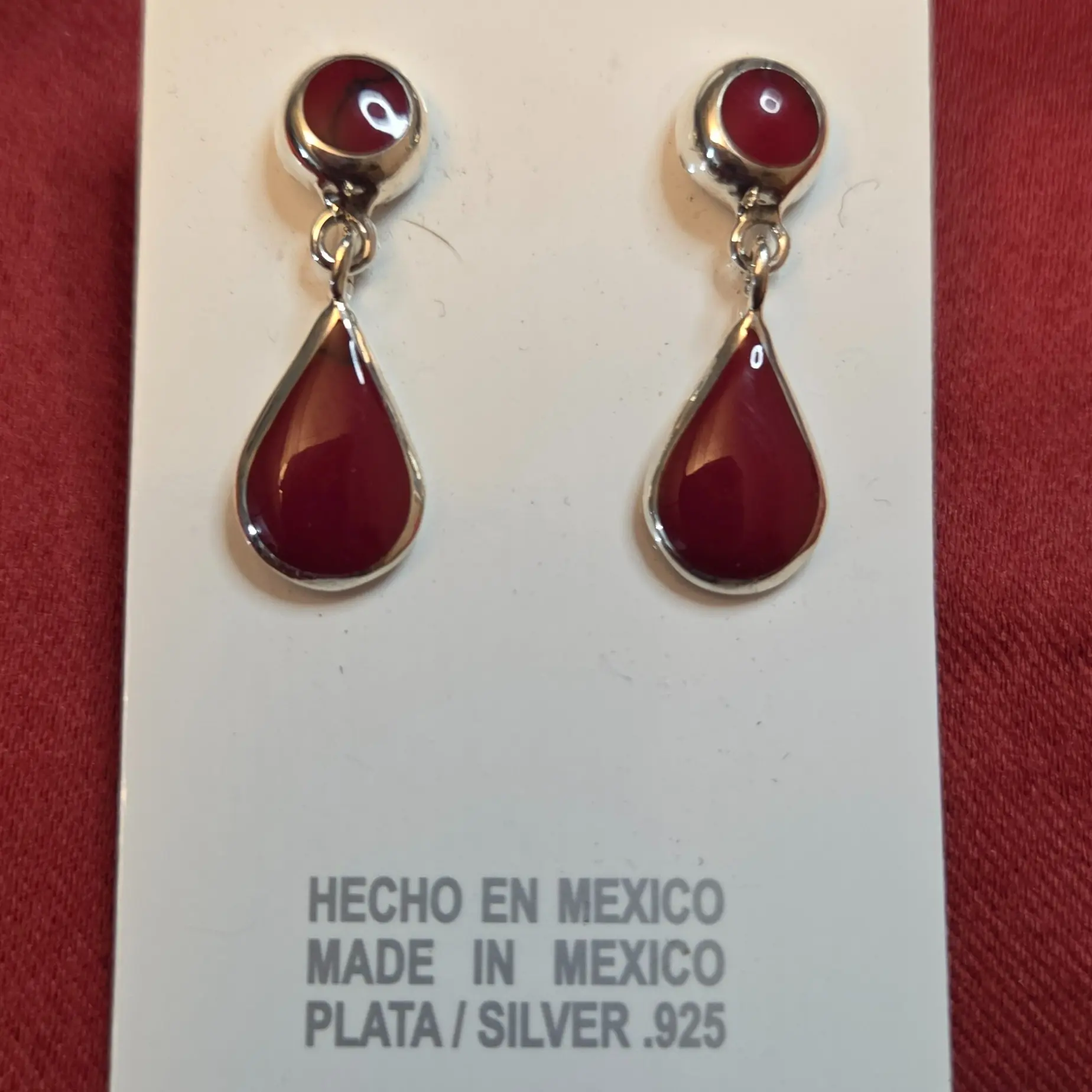 .925 Coral tear drop earrings