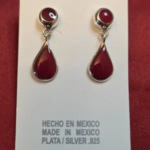 .925 Coral tear drop earrings