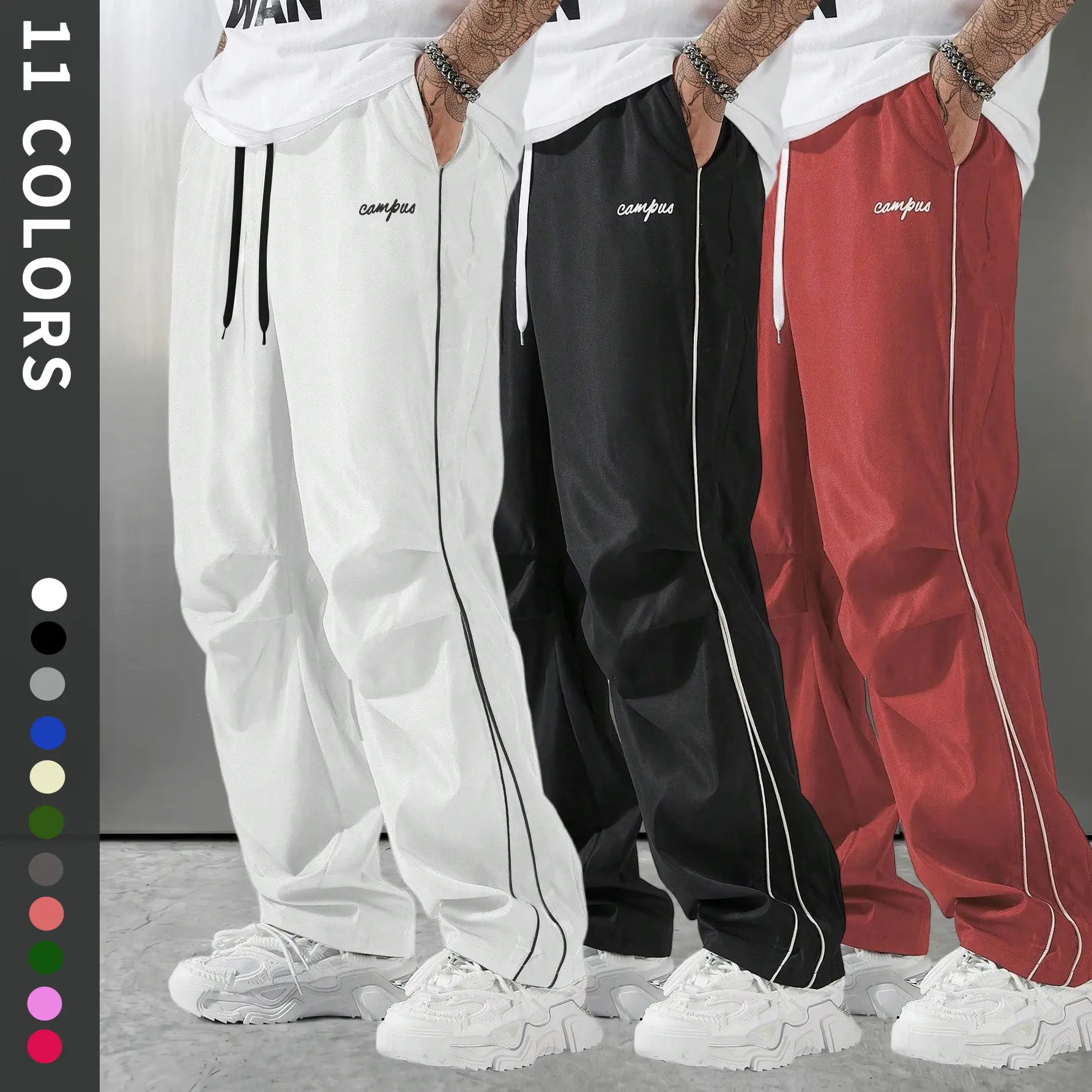 Men's Sporty Chic Striped Joggers, Breathable Loose-Fit Athletic Cut Pants for Gym, Leisure & Outdoor Training, Athletic Cut Men's Pants