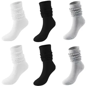 6 Pairs Fashion Cozy Slouchy Socks - Women's Accessories - Soft, Breathable, Comfy Socks for Everyday Wear - Stockings for All Occasions