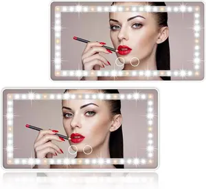 Sun Visor Vanity Mirror, 2 count Rechargeable Makeup Mirror With 3 Light Modes & 60 LEDs - Dimmable Clip-on Rear View Sun-Shading , Universal for  SUV