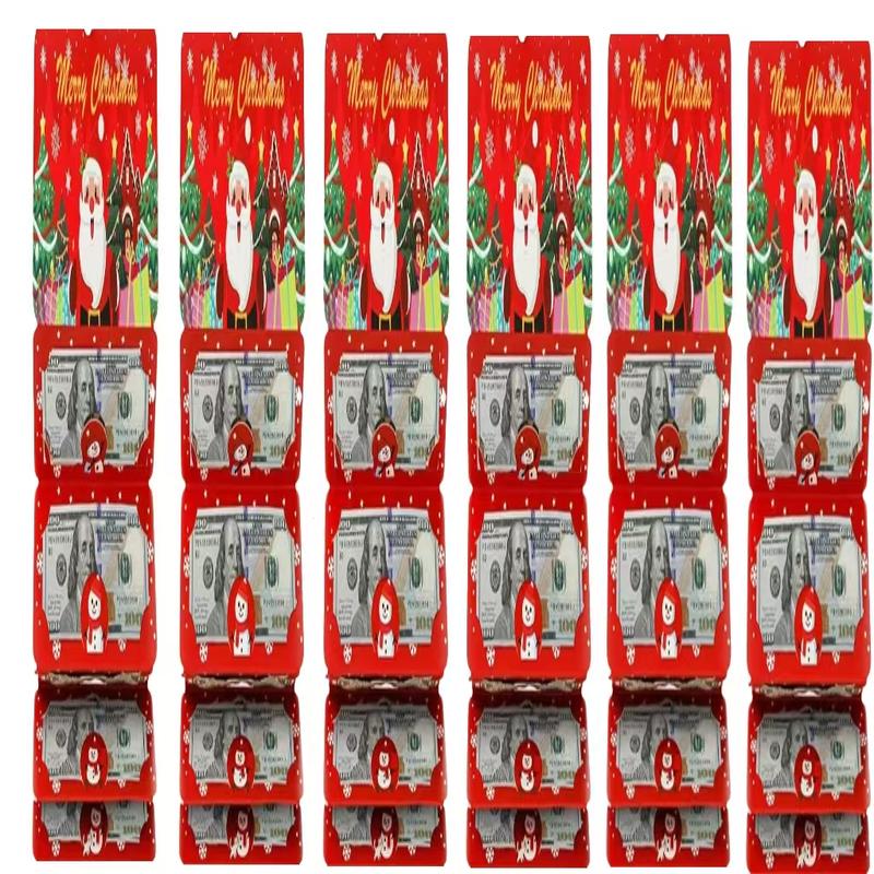 6 box Christmas Santa Dollar FoldingRed Envelopes Gold Stamping Gift Pack with Ribbon6 Slot DlY Holiday Cash Envelopes for Party andFestive Decorations,Money Christmas Cards withEnvelopes,Surprise Christmas Gifts,Birthday GiftsXmas Party Supplies