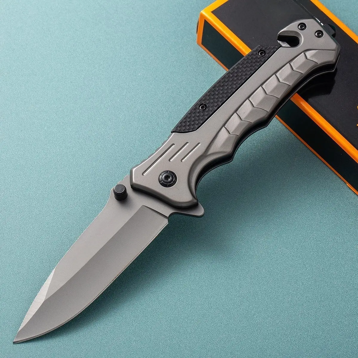 Outdoor folding multi-function knife with rope cutting all-steel handle camping portable fruit knife suitable for leisure camping hiking picnic hunting emergency men's gift