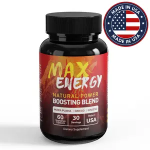 MAX ENERGY - Vitality Energy Boost 60 Capsules, Ginseng, Ginkgo, Tribulus, Ashwagandha, Brain Support, Immune Support, Antioxidant, Herbal Supplements