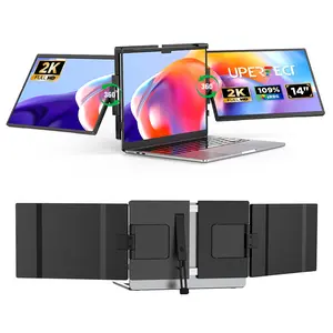 UPERFECT Dual-Screen Portable Monitor, 2K resolution, 14-inch screen, 60Hz/100Hz refresh rate, 100% sRGB color gamut, 180-degree auto-rotate.  Extended viewing angles.  Ideal for laptops.  [Local shipping] High Definition Eye Strain Reduction
