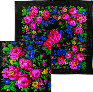 Black Floral Metallic Scarf – 30" Square Acrylic Scarf