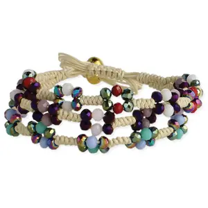 Zad Jewelry Handwoven Boho Macrame Bracelet for Adults - Ethnic Boho Chic Accessories with Natural Faceted Beads, Earthy Casual Style, Adjustable Size Layering Bracelet