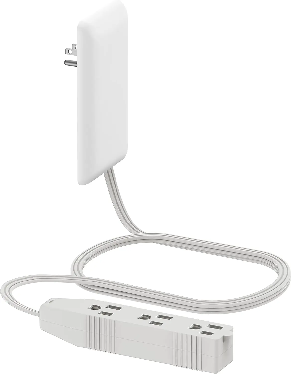 Flat-Face Outlet Extender with 3 Receptacles, Ultra-Thin Wall Plate Plug with Cord Extender and 3-Outlet Power Strip, 3ft Cord, LWE3-315-W, ETL-Listed, White