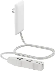 Flat-Face Outlet Extender with 3 Receptacles, Ultra-Thin Wall Plate Plug with Cord Extender and 3-Outlet Power Strip, 3ft Cord, LWE3-315-W, ETL-Listed, White