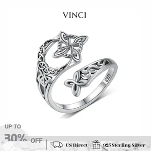 925 Sterling Silver Celtic Knot Ring Witch Knot Ring Nudo de Bruja Plata 925 Original Sterling Silver Adjustable Witch Knot Rings Open Ring Hecate Ring Pagan Witchtok Protection Witchy Jewelry for Devotion for Ceremony, Gift for Her,Mother's day Gift