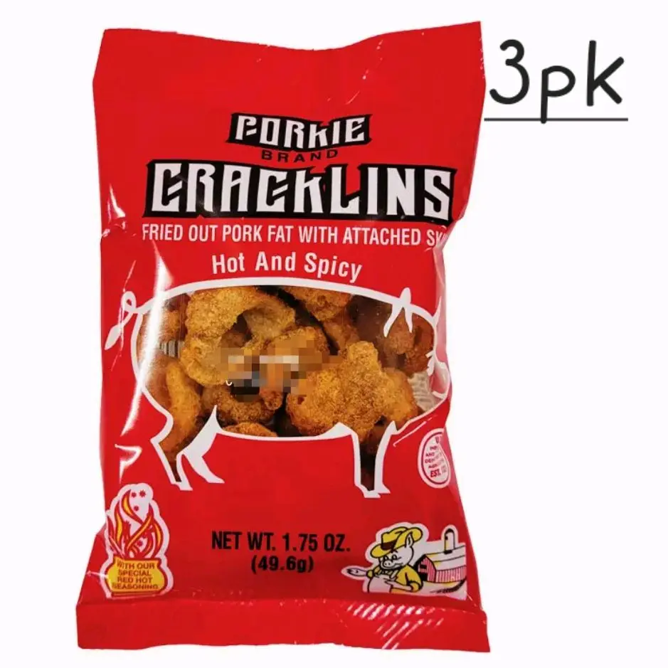 Porkie's Hot and Spicy Cracklins 1.75oz Bag  ( 3pk)