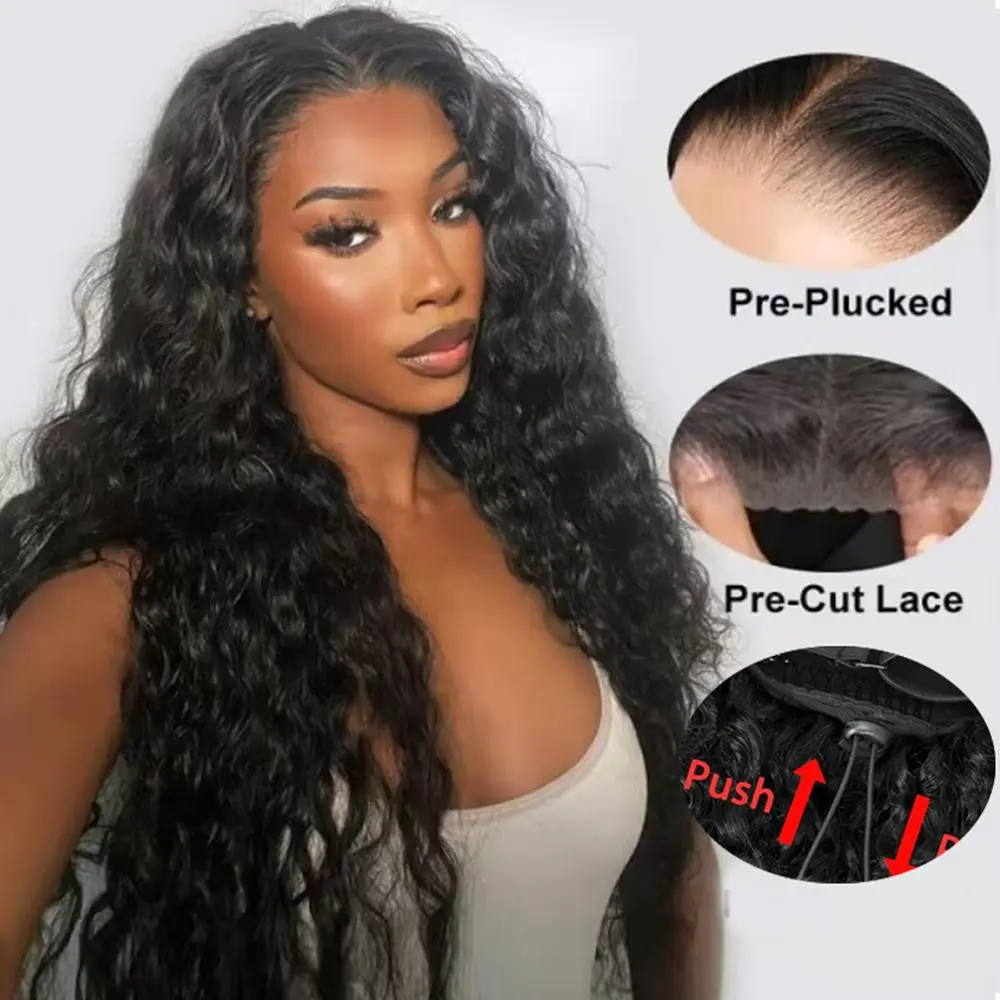 Bling Hair 13x4 13x6 Glueless Deep Wave Wig Real Human Hair Wigs For Women With Drawstring Pre Plucked Lace Frontal Wig backtoschool