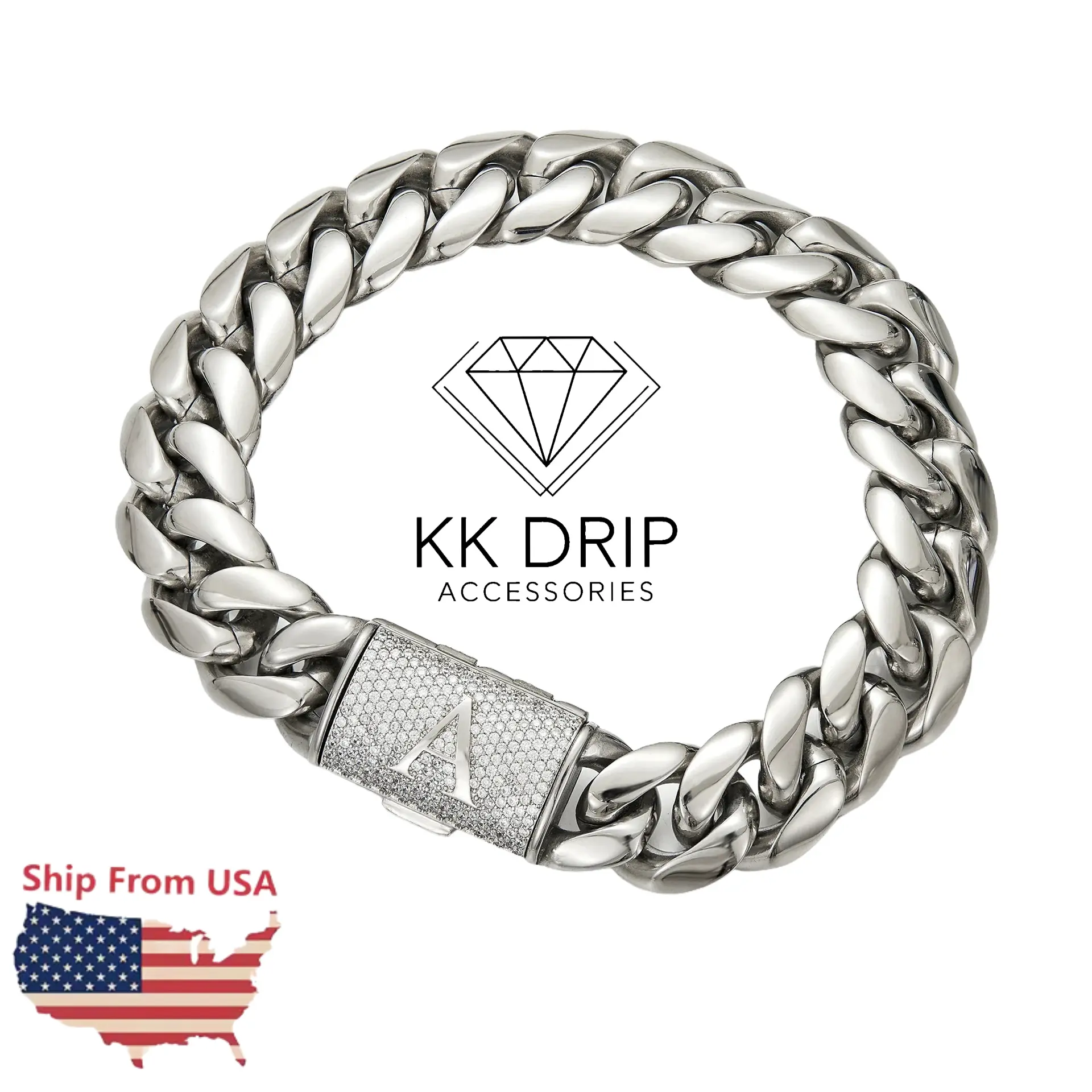 Men's 14mm Chunky Silver Cuban Link Bangle Bracelet - Stainless Steel Jewelry with Diamond-Cut Letters, Adjustable 7.5/8.5in Punk Rap Accessory for Daily Stacking & Parties, Men's Accessories, Mens Gifts