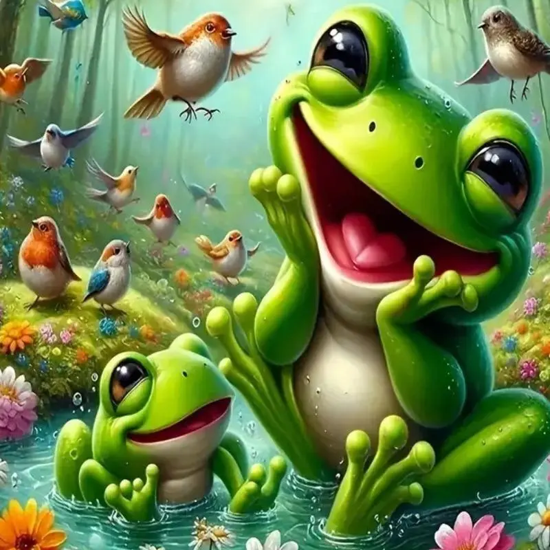 Frog Pattern DIY Diamond Arts Colorful Painting Kit without Frame, DIY 5D Diamond Arts Colorful Painting Kit, Wall Art Decor for Home Bedroom