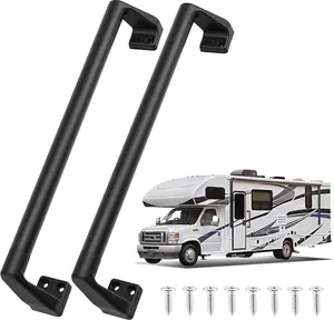 16" RV Door Handle & RV Handrail for RV Steps with Handrail | Anti-Slip RV Screen Door Handle | Car Door Step & Garage Door Handle Replacement | Matte Black Aluminum Safety Entry Assist