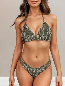 Women camo swim suit 2pcs women swim wear beach wear bathing suit women bikini MK15043TP.BK3
