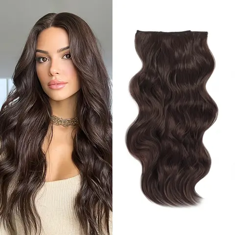 #SummerVibes QBEAUTY Clip in Hair Extensions - 24-Clip Synthetic 4PCS Double Weft Body Wave, 190g Total, Golden Brown/Dirty Blonde/Dark Brown(Golden Undertone), Female-Focused, Lightweight All-Day Comfort, Gift Box-Included