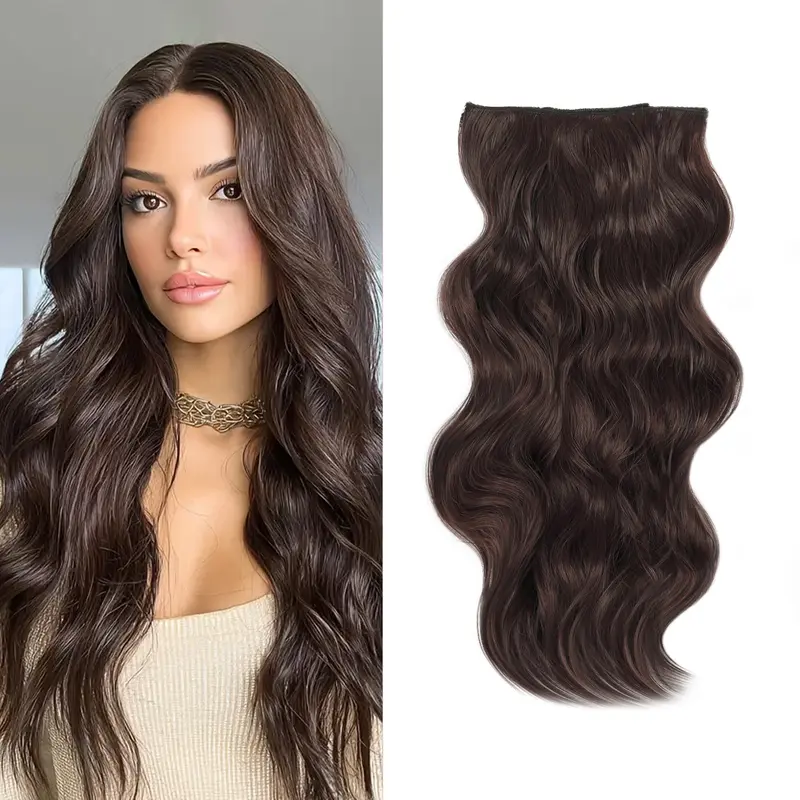 #SummerVibes QBEAUTY Clip in Hair Extensions - 4PCS 24-Clip Synthetic Double Weft Body Wave, 190g, Golden Brown/Dirty Blonde/Dark Brown (Golden Undertone), Women's, Lightweight All Day Comfort, Grip Game Strong, Color Crush, Gift Box Included