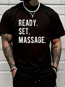 100% Cotton Ready Set Massage Therapy Physical Therapist LMT Fun T Shirt T-Shirt Women's Men's Graphic Tee Crew Neck summer vacation Tops