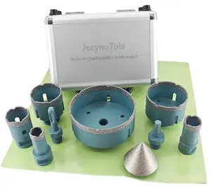 9PCs Dry Diamond Tile Bit Set,20/25/35/50/65/100mm core Drill Bits & 2" Beveling Chamfer Bit & 2PCs Adapters, For Ceramic,Marble, Porcelain,5/8-11 Thread tiles tools, angle grinder tool home repair kit