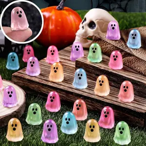 Halloween Mini Glow in Dark Cute Ghosts Figures 60Pcs Small Resin Ghost Figurines for Party Favors Decor Ornaments Fall Home Gift Dollhouse Decorations Toys