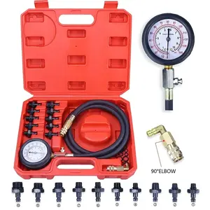Professional Oil Pressure Tester Kit for Cars, Motorcycles & Trucks - Durable Gauge Set with 10 Connectors, High-Quality Steel & Brass Fittings, Easy-to-Read Dial, No Battery Required, Automotive Repair Tools
