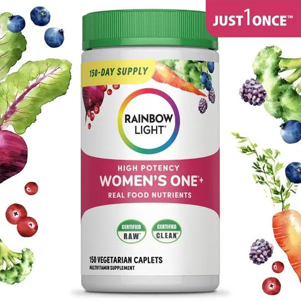Rainbow Light Women's Multivitamin – With Ashwagandha, Lutein & Probiotics – Real Food Nutrients – 150 Vegetarian Caplets