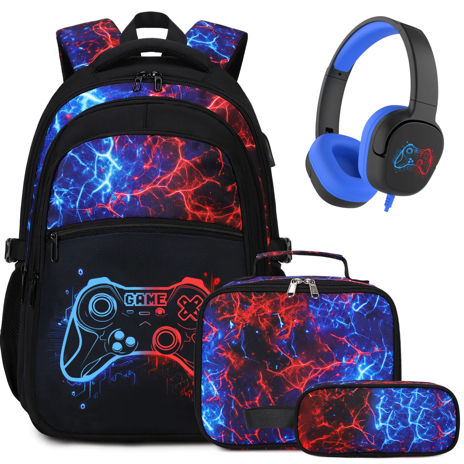 4PCS[3PCS+earphones]-Red & Blue